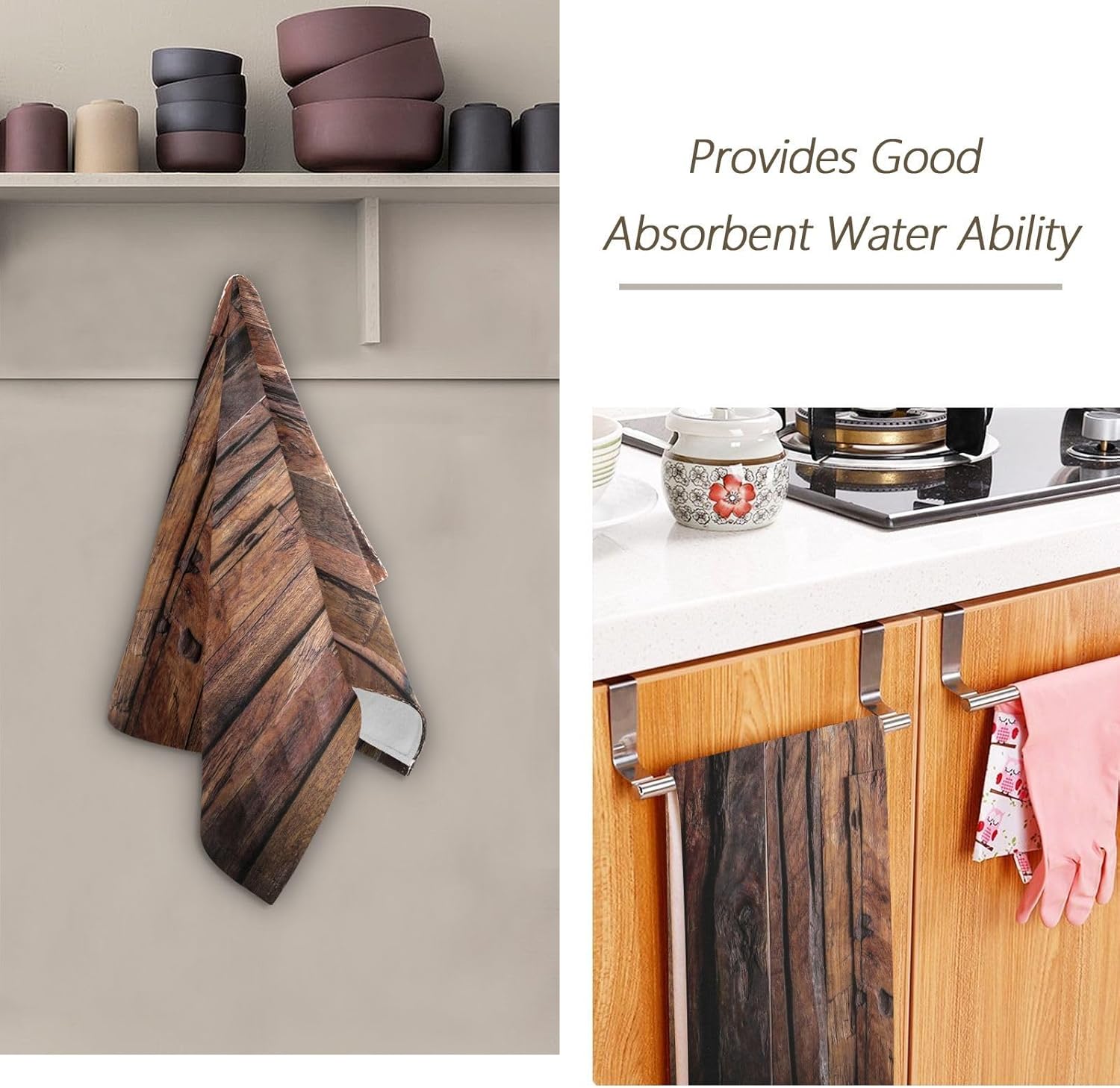 VIGGINER Dark Wood Hand Towels Set of 2 1