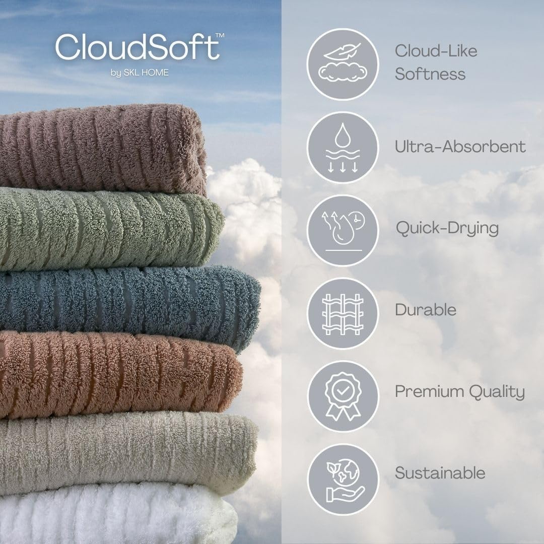 SKL Home CloudSoft Cotton Bath Towel Clay