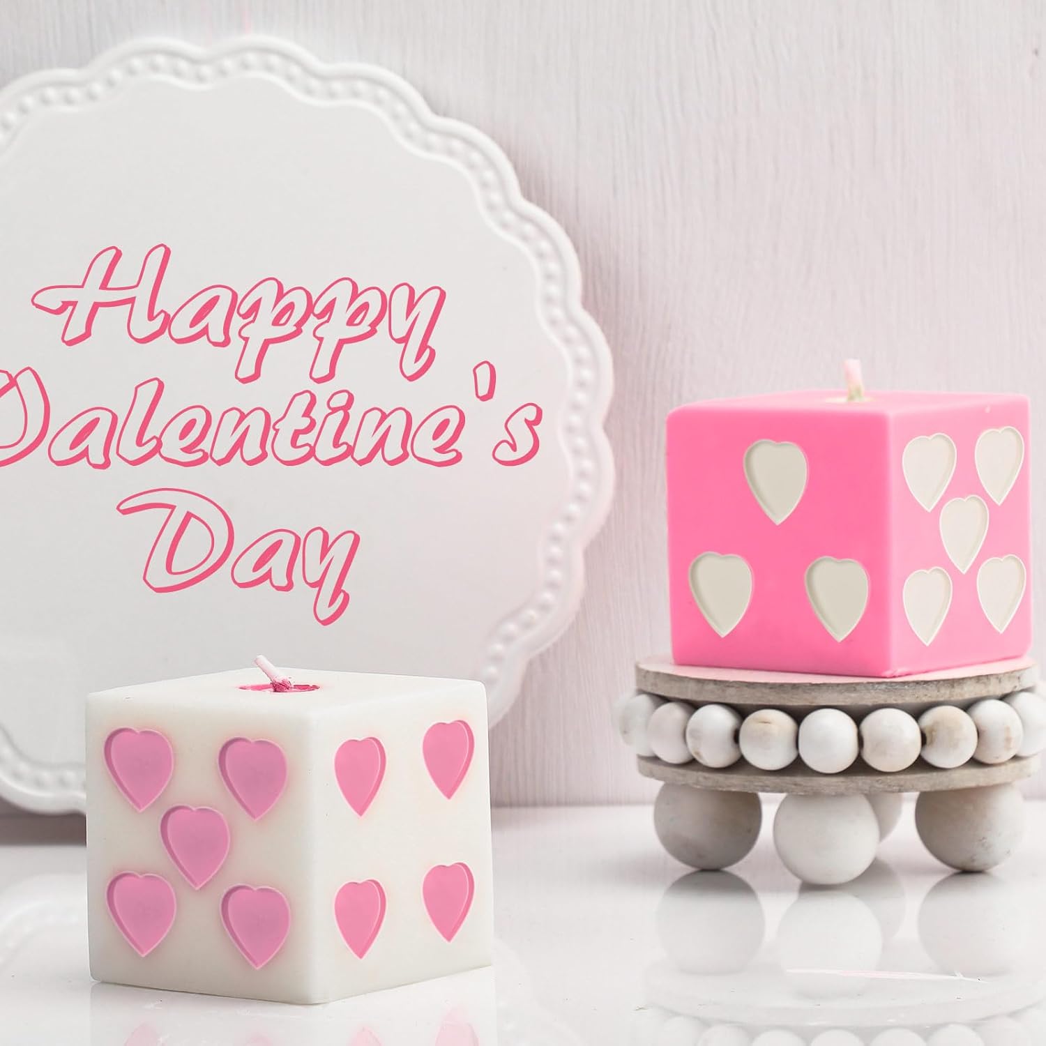 Heart Shape Dice Candles with Soy Wax and Corduroy