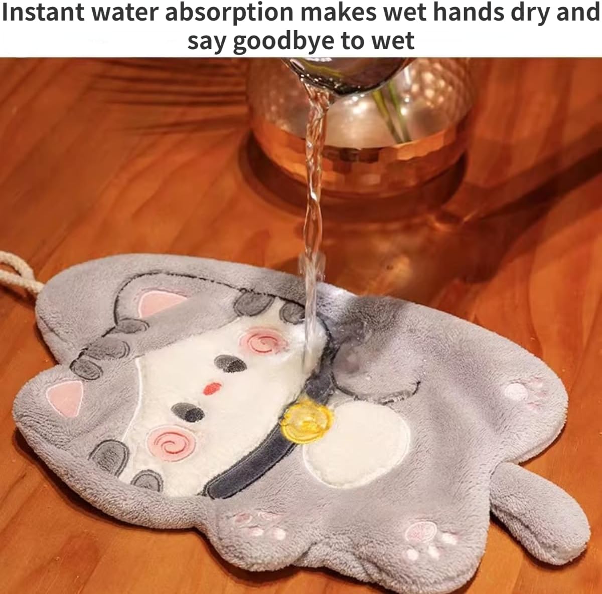 Kids Cartoon Cat Bath Towel with Hanging Loop