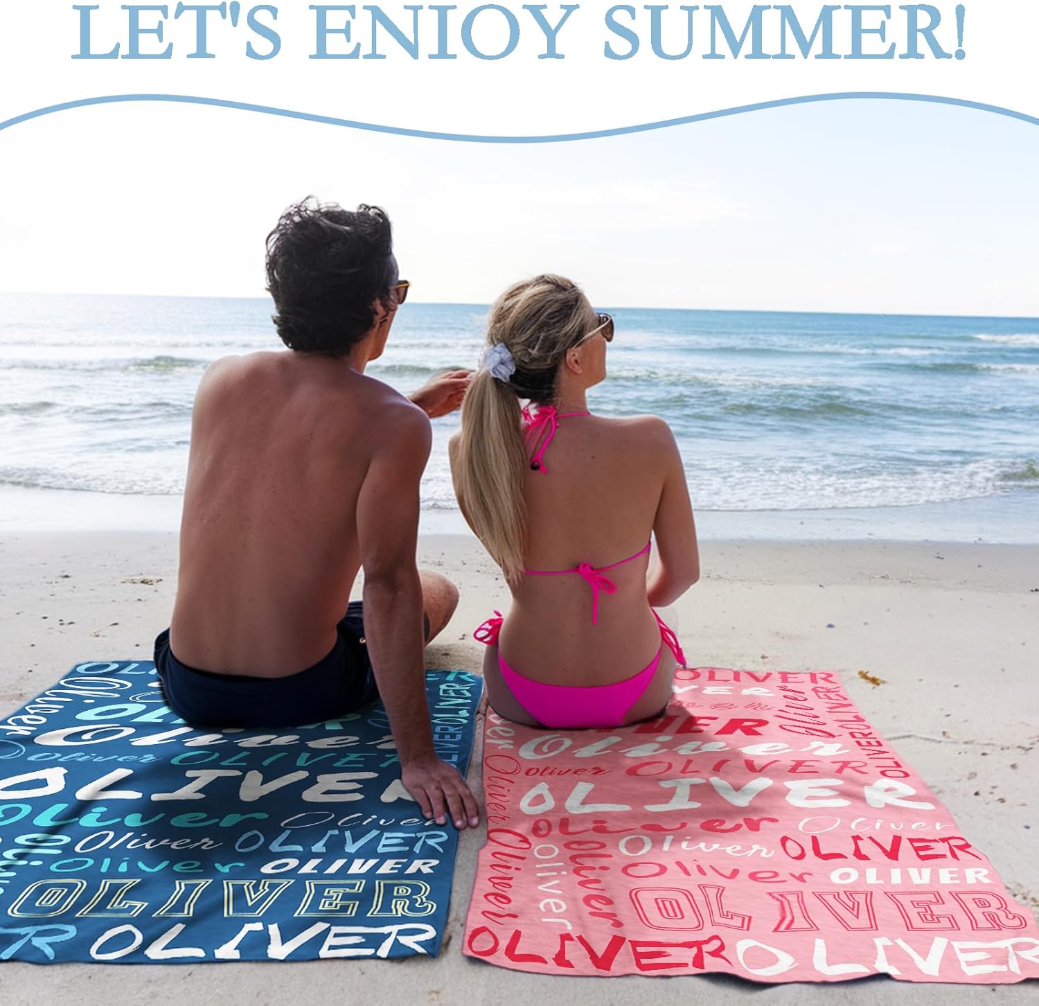 PUREFLY Personalized Beach Towel with Name - 420GSM Cotton Blend