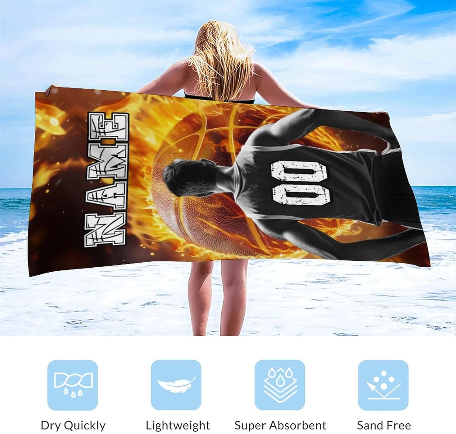 Custom Basketball Beach Towel for Kids Boys 1