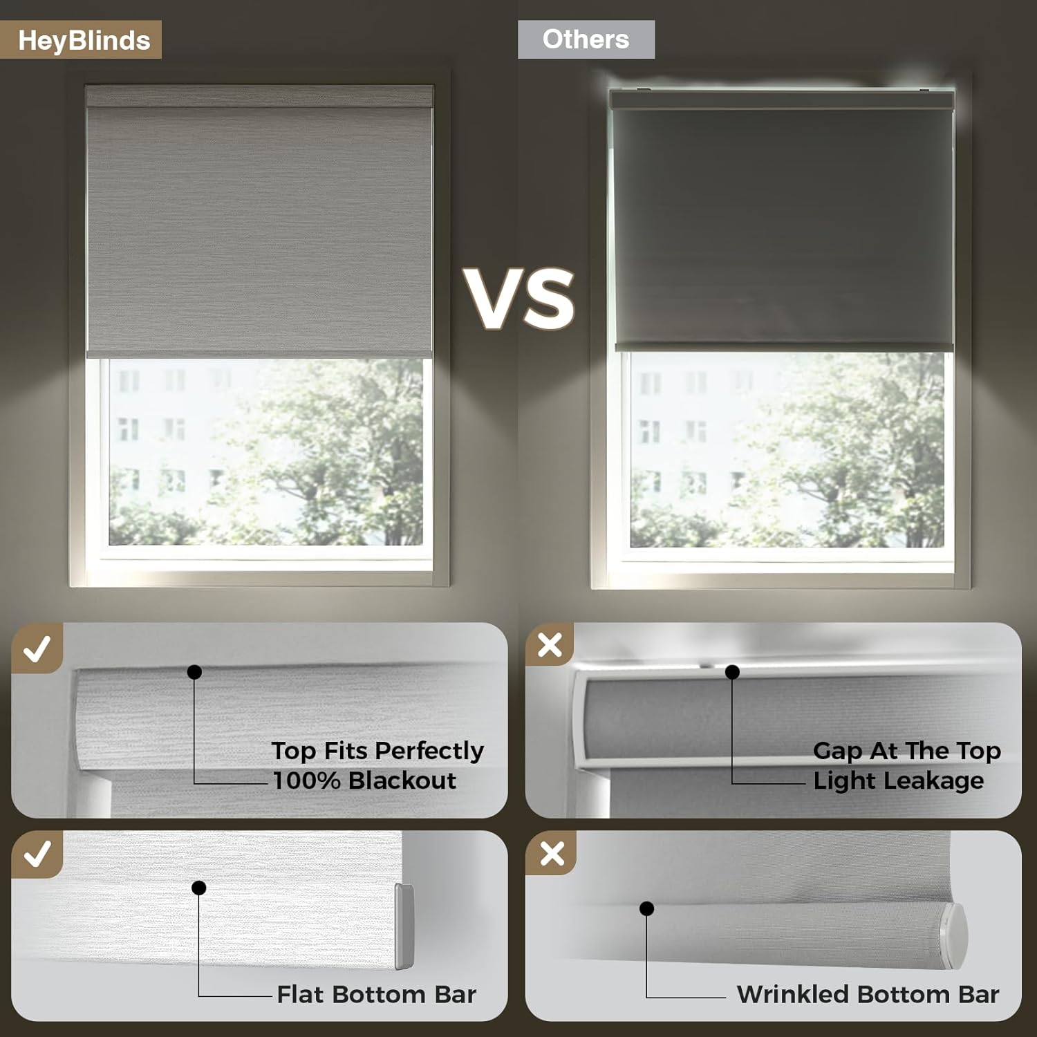 HeyBlinds Motorized Blinds with Remote and Alexa Compatibility