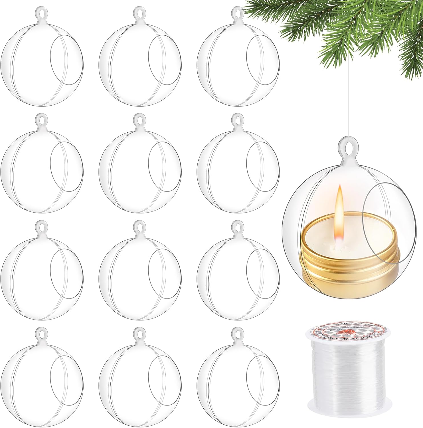 12Pcs Hanging Globe Candle Holders with Fishing Line