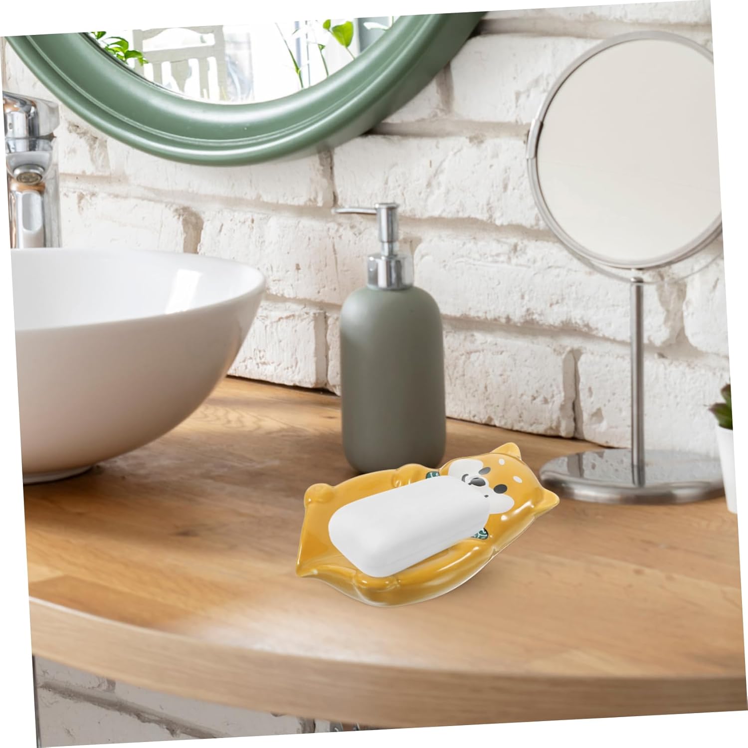 Ceramic Dog Soap Dish Holder with Drainage