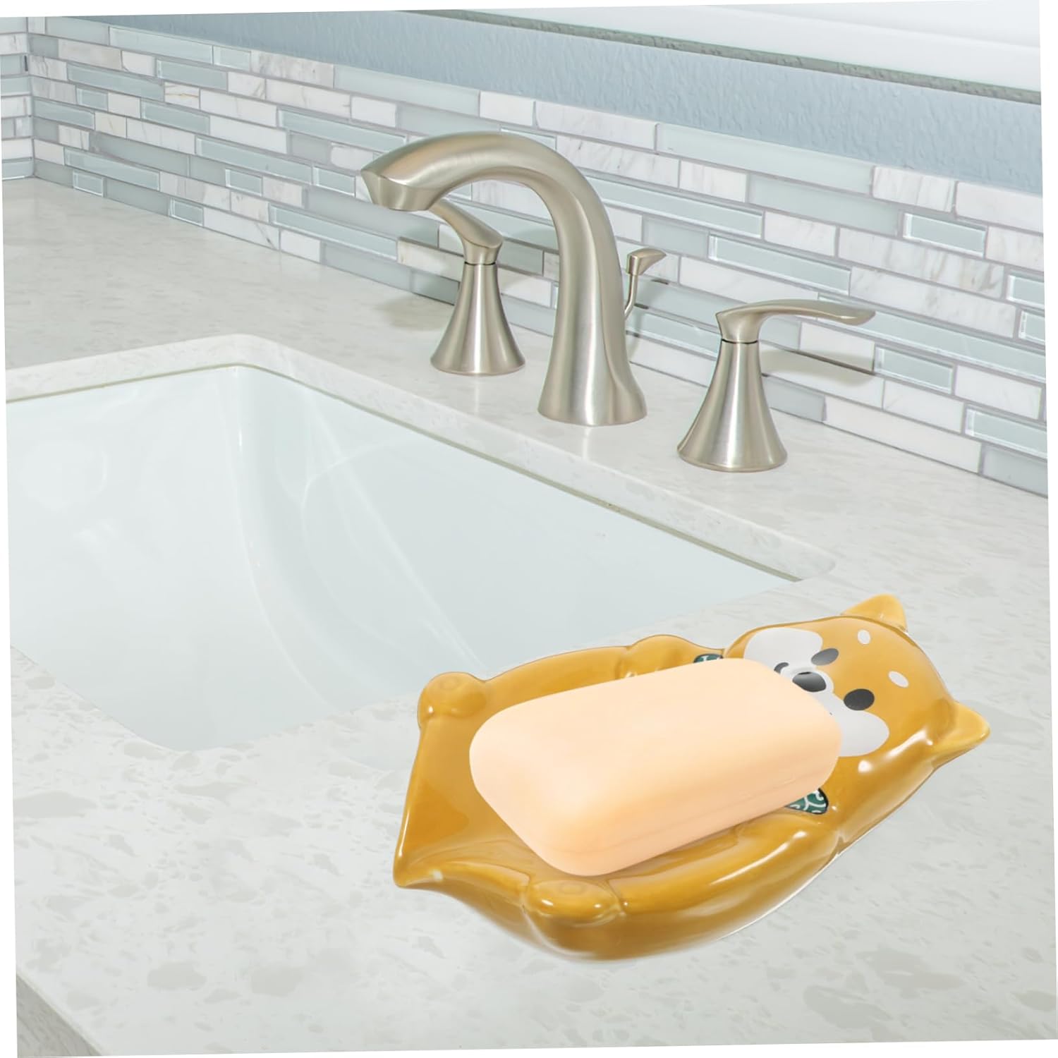 STOBAZA Cartoon Dog Ceramic Soap Dish Holder