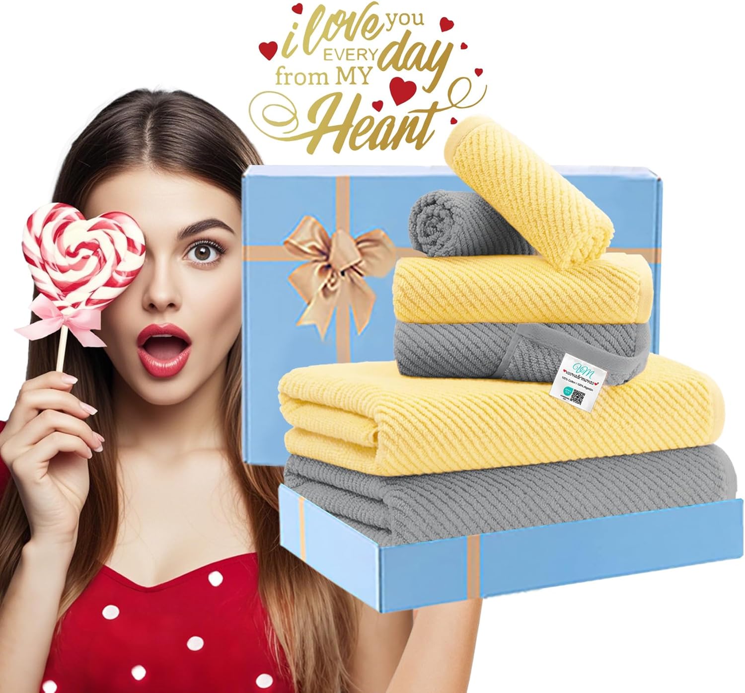 VOOVA MOVAS 6-Piece Cotton Towel Set with Hanging Loop