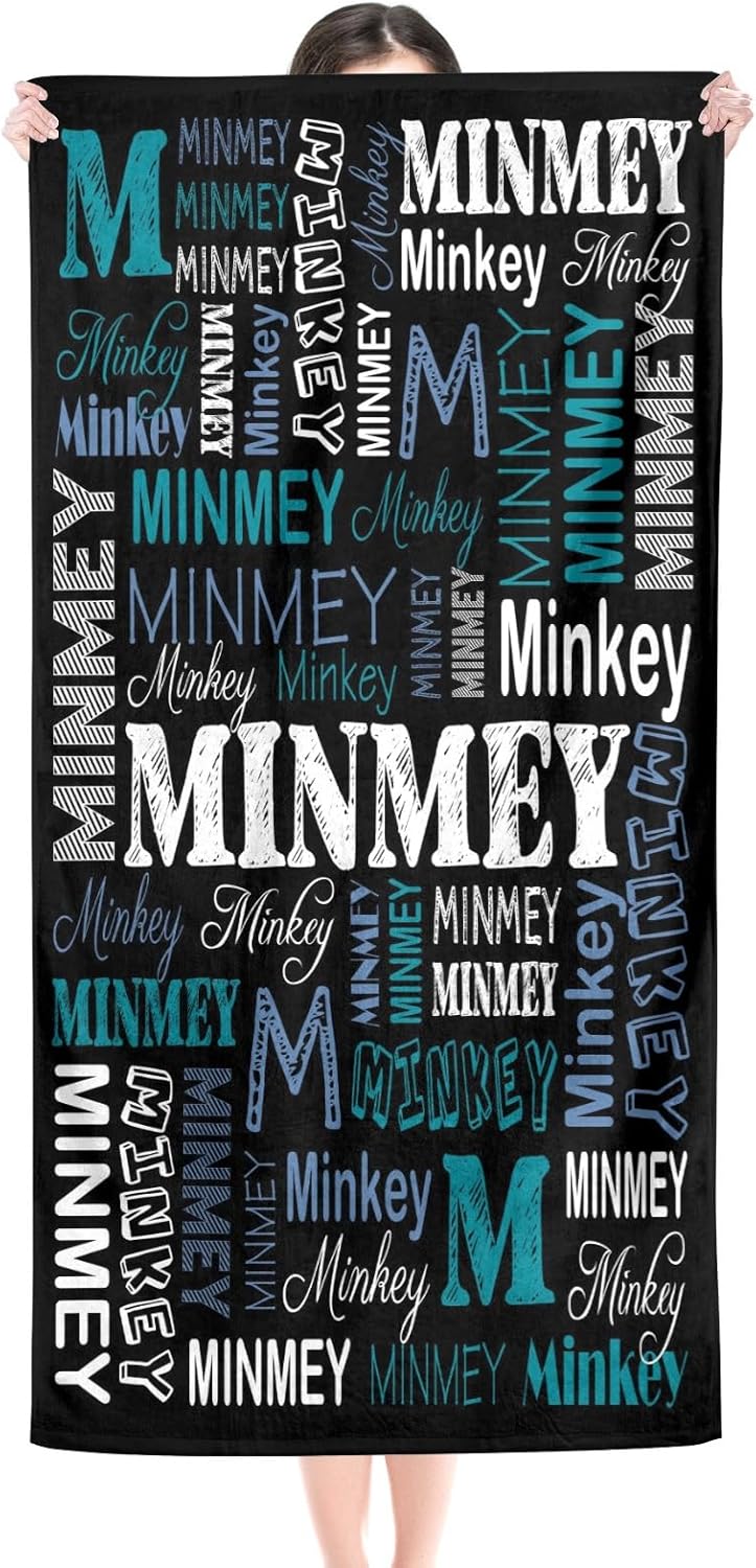 Personalized Beach Towel with Name for Adults Kids