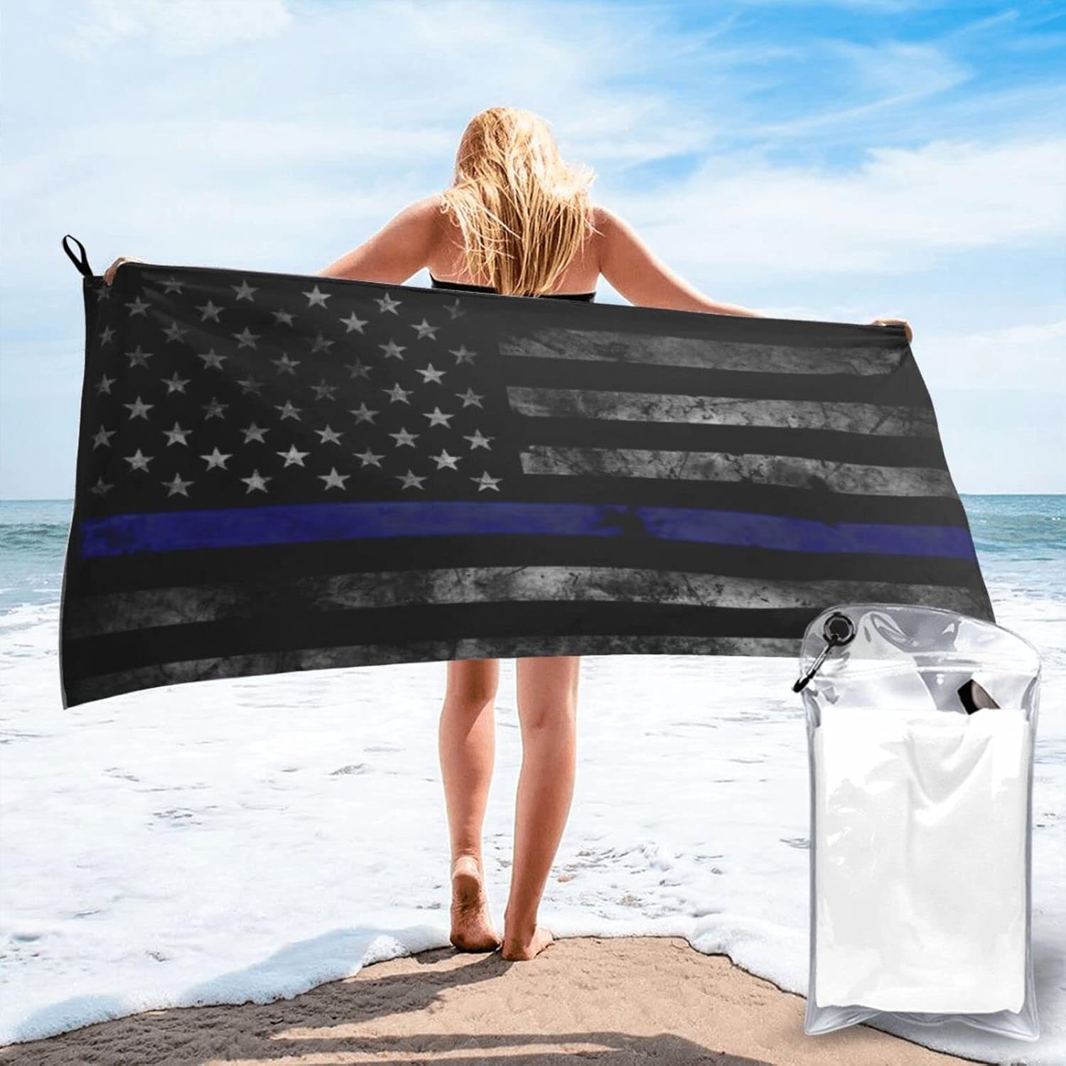 HETOCO Blue Thin Line Quick Dry Beach Towel 315X63