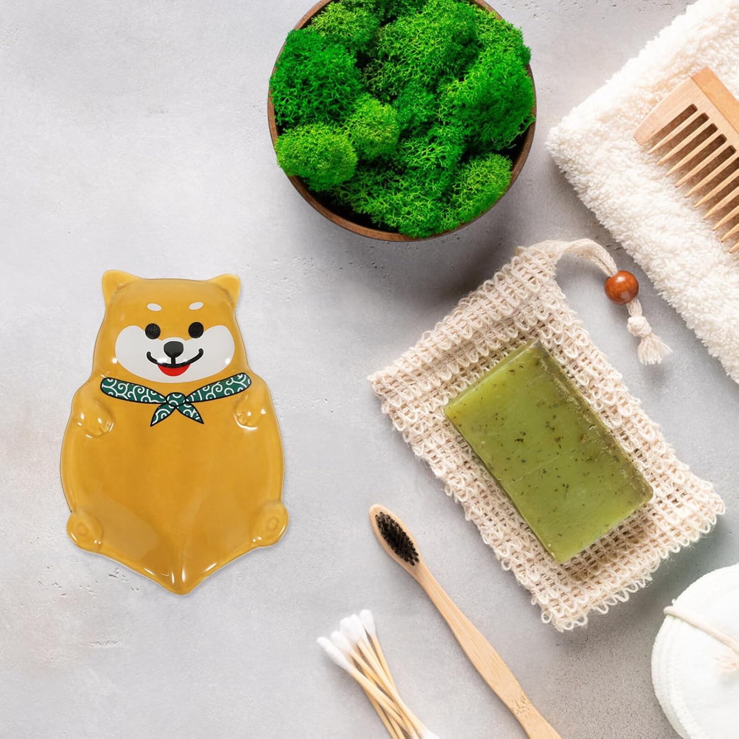 Alipis Ceramic Dog Soap Dish Holder Self Draining