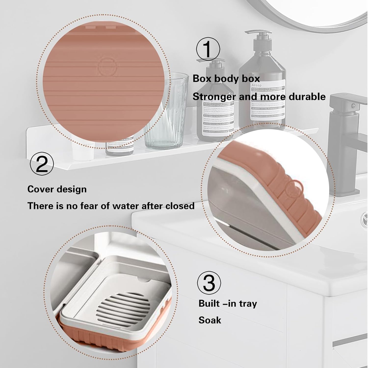 Travel Soap Case with Leak Proof Lid and Drainage Tray