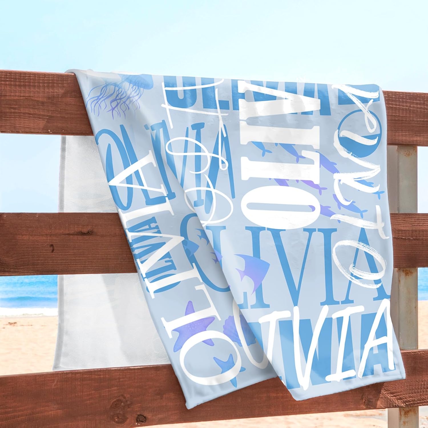 Customized Beach Towel with Name for Kids and Adults