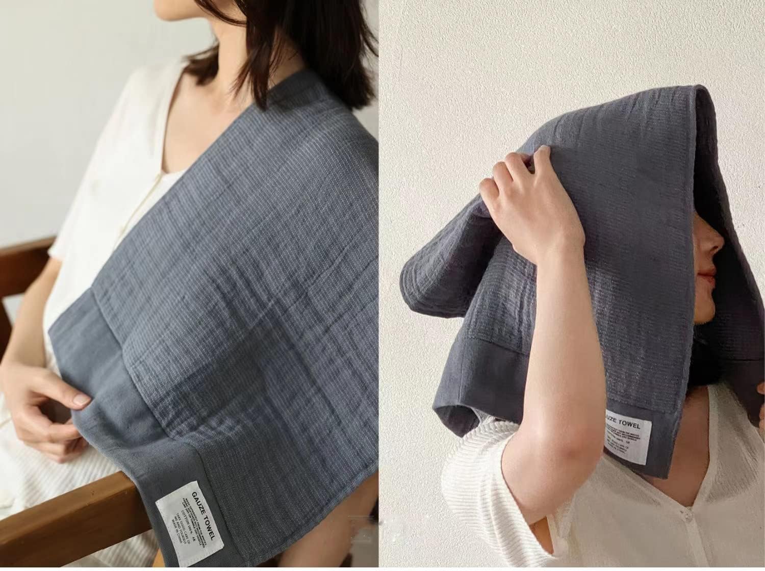 HOHMSP Gauze Towel 100 Cotton Flax Bath Towel Set
