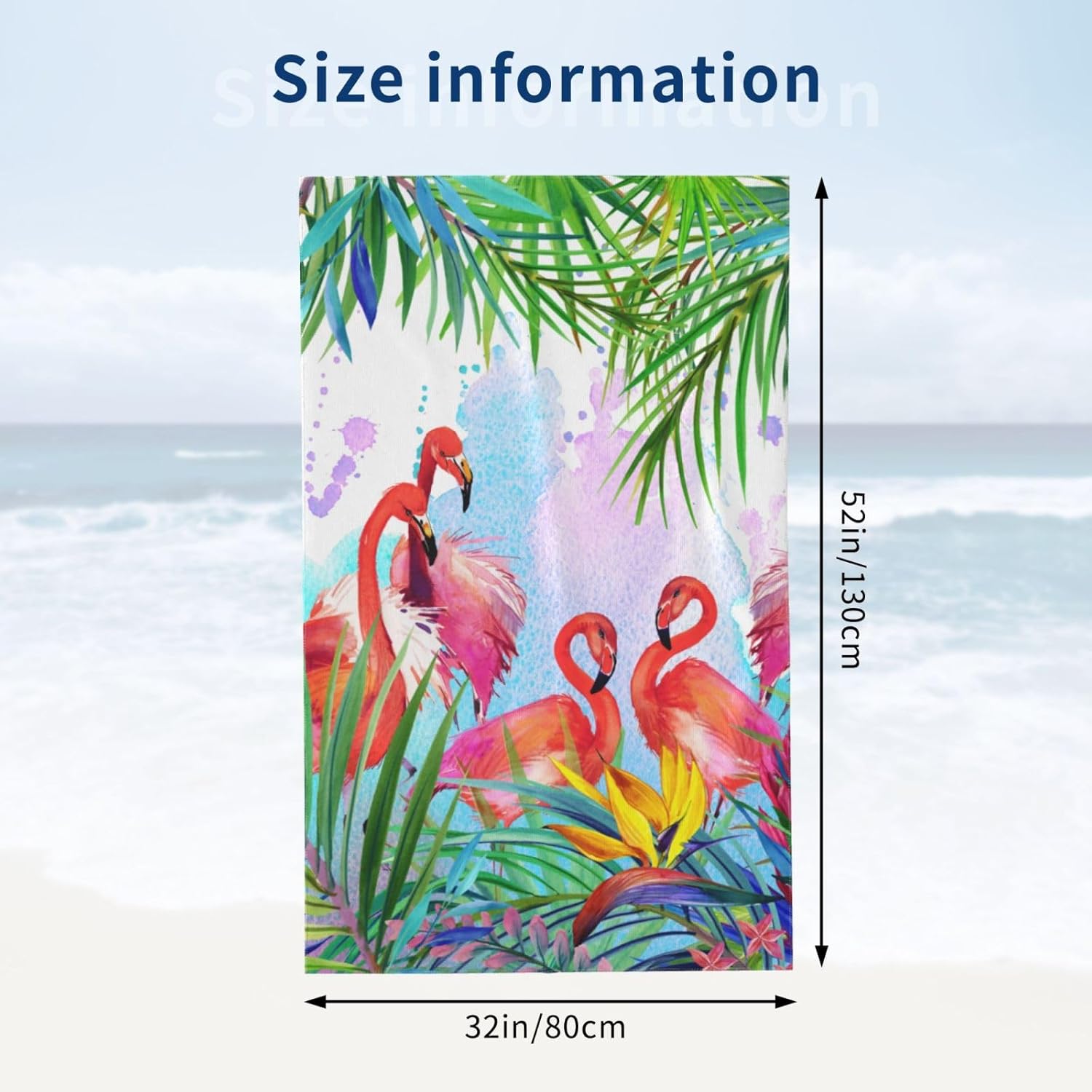 VOOHDDY Flamingo Beach Towel Large Microfiber 1