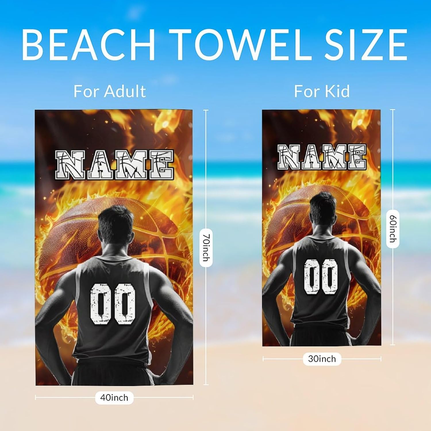 Custom Basketball Beach Towel for Kids Boys 1