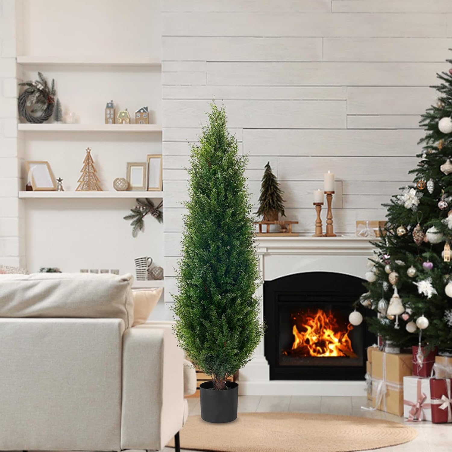 4ft Artificial Cedar Topiary Tree Potted Plants