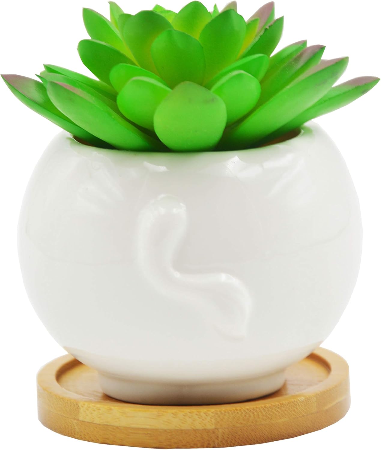 Cute Cartoon Ceramic Succulent Cactus Plant Pot with Drainage Hole - White Cow Design