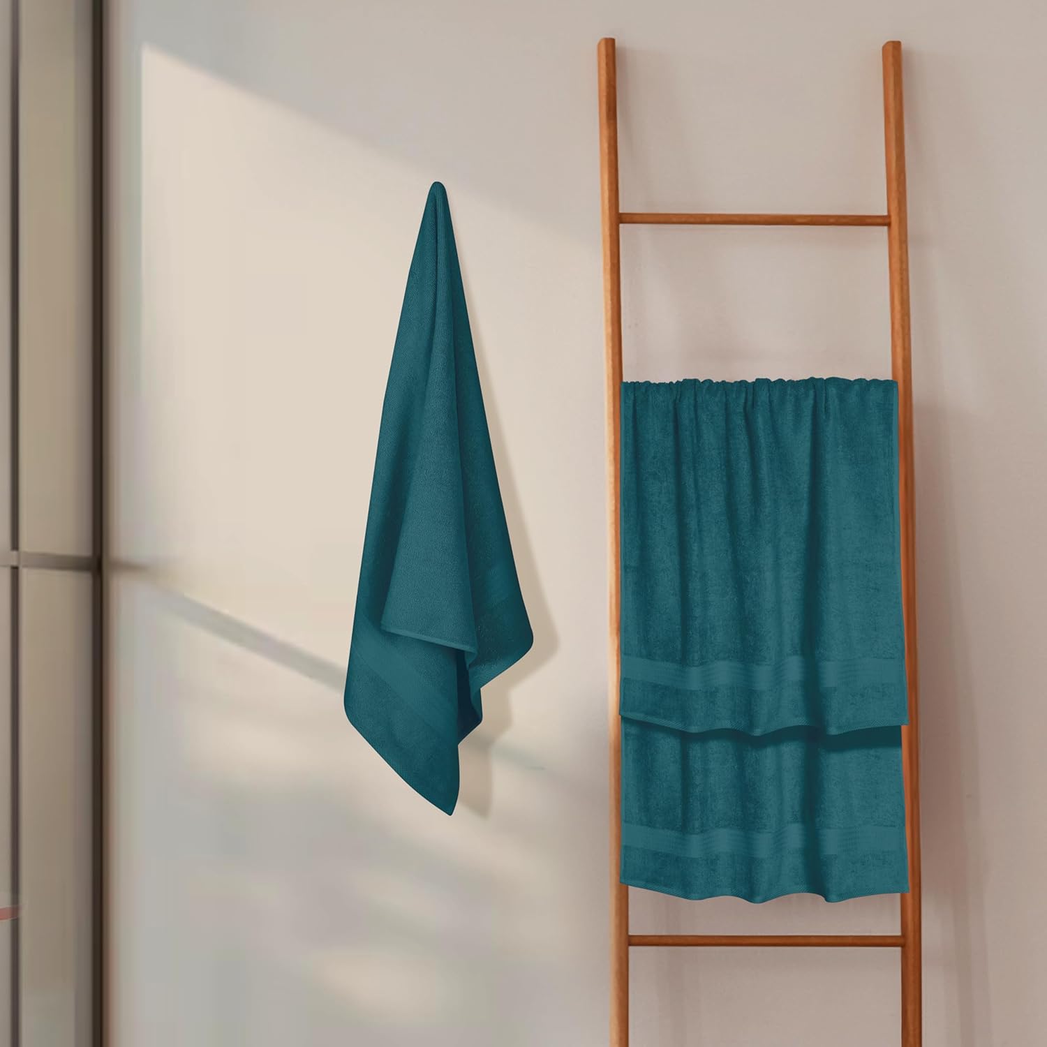 GLAMBURG Premium Cotton Bath Towel Set - 4 Pack Teal