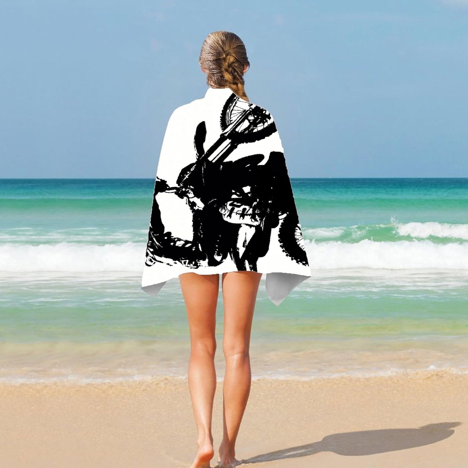 Custom Dirt Bike Beach Towel with Name - 32x52 Inch Microfiber