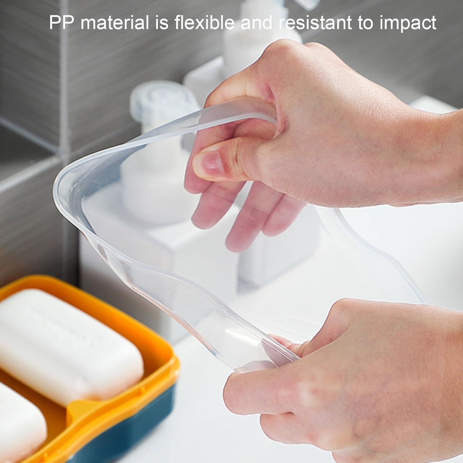 Curfair Soap Dishes Dual Compartments Clear Lid Grey 1