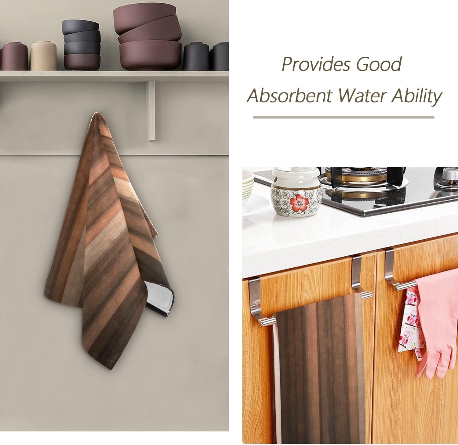 AIYOOLER Hand Towels Set of 2 Brown Earth Orange Design