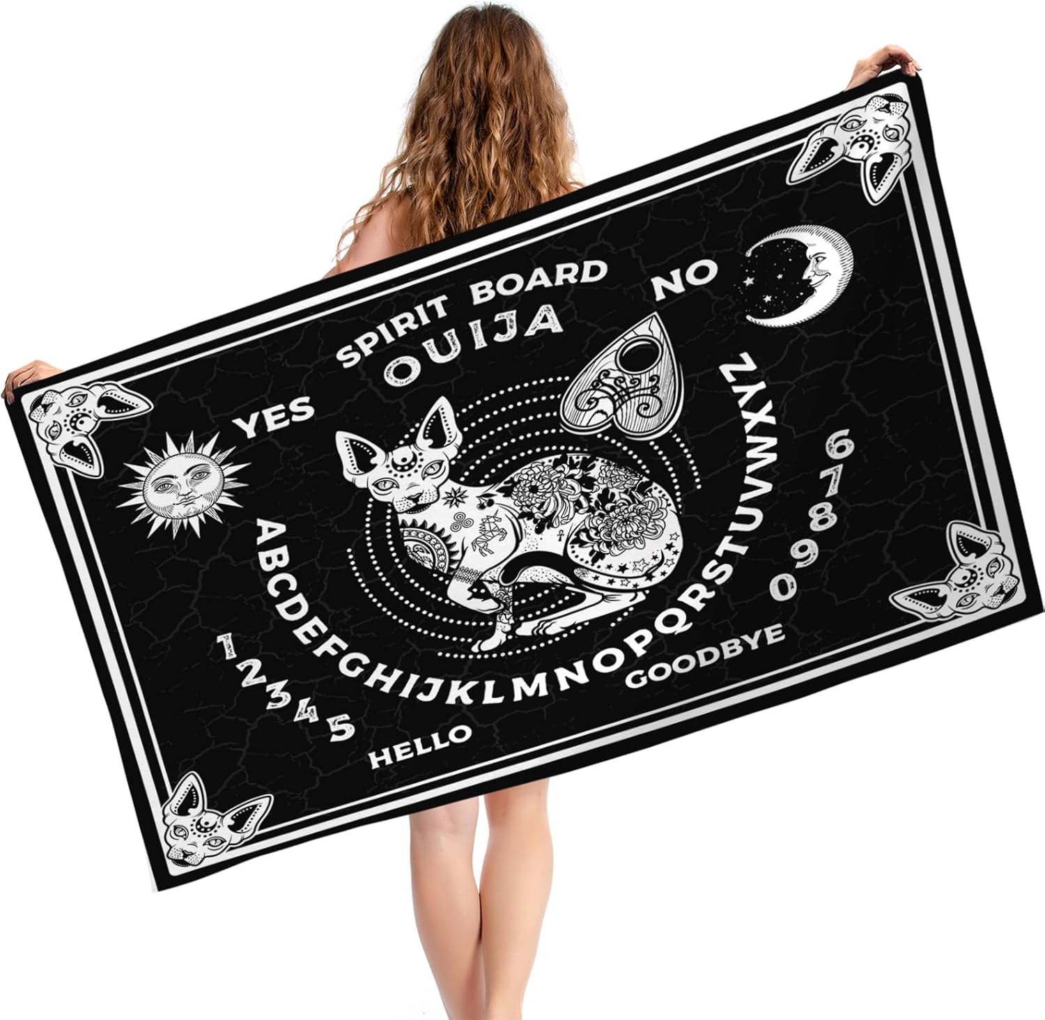 ONE TO PROMISE Goth Sun Moon Witch Ouija Board Beach Towel Blanket