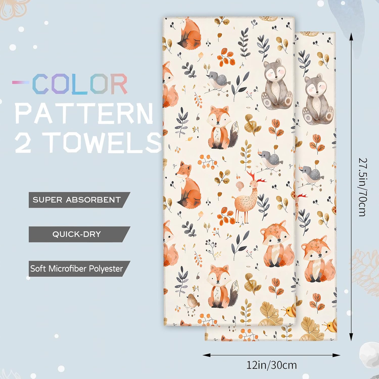 AmePay Woodland Animal Hand Towels 2 Pack