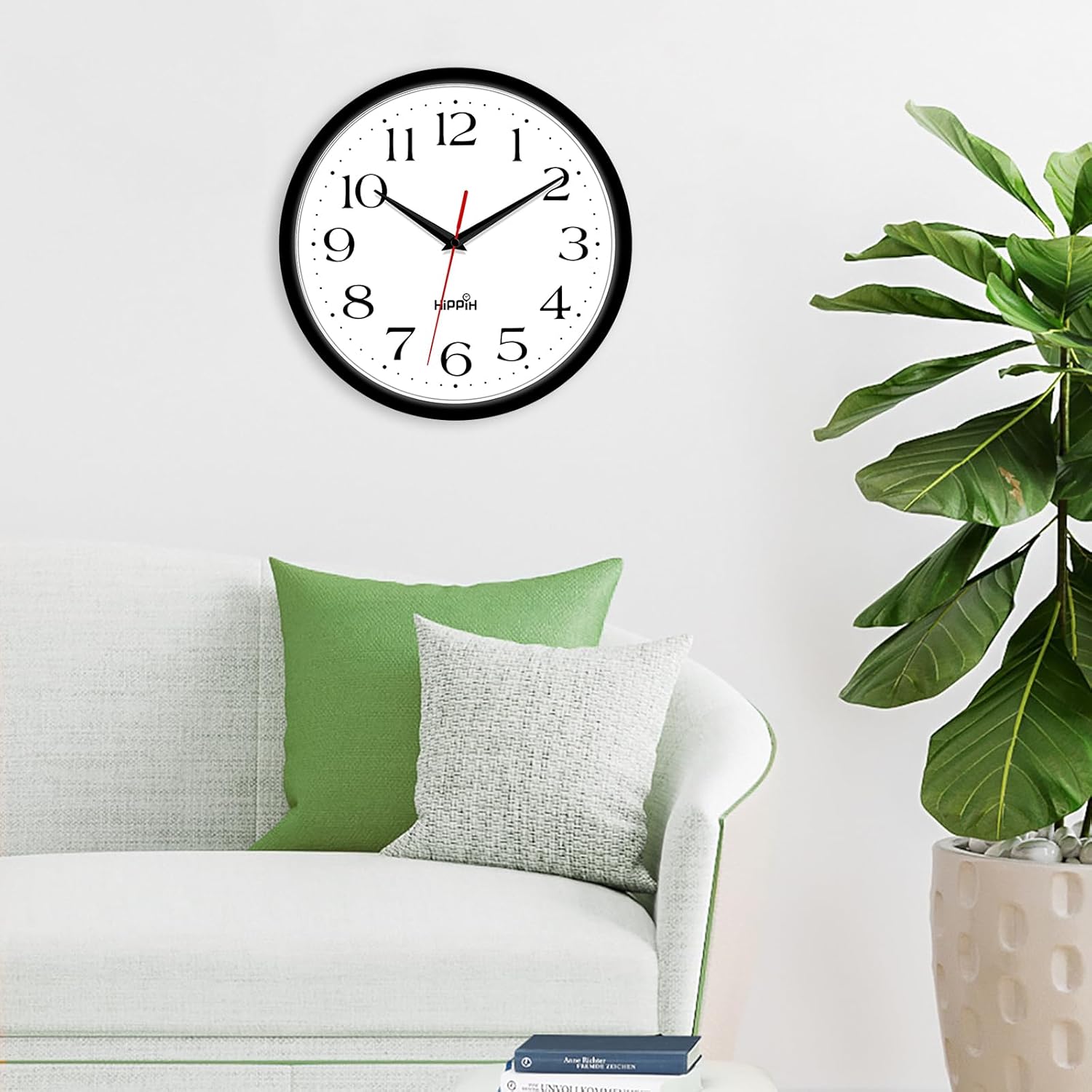 HIPPIH 2 Pack Silent Digital Wall Clocks 10 Inch Black