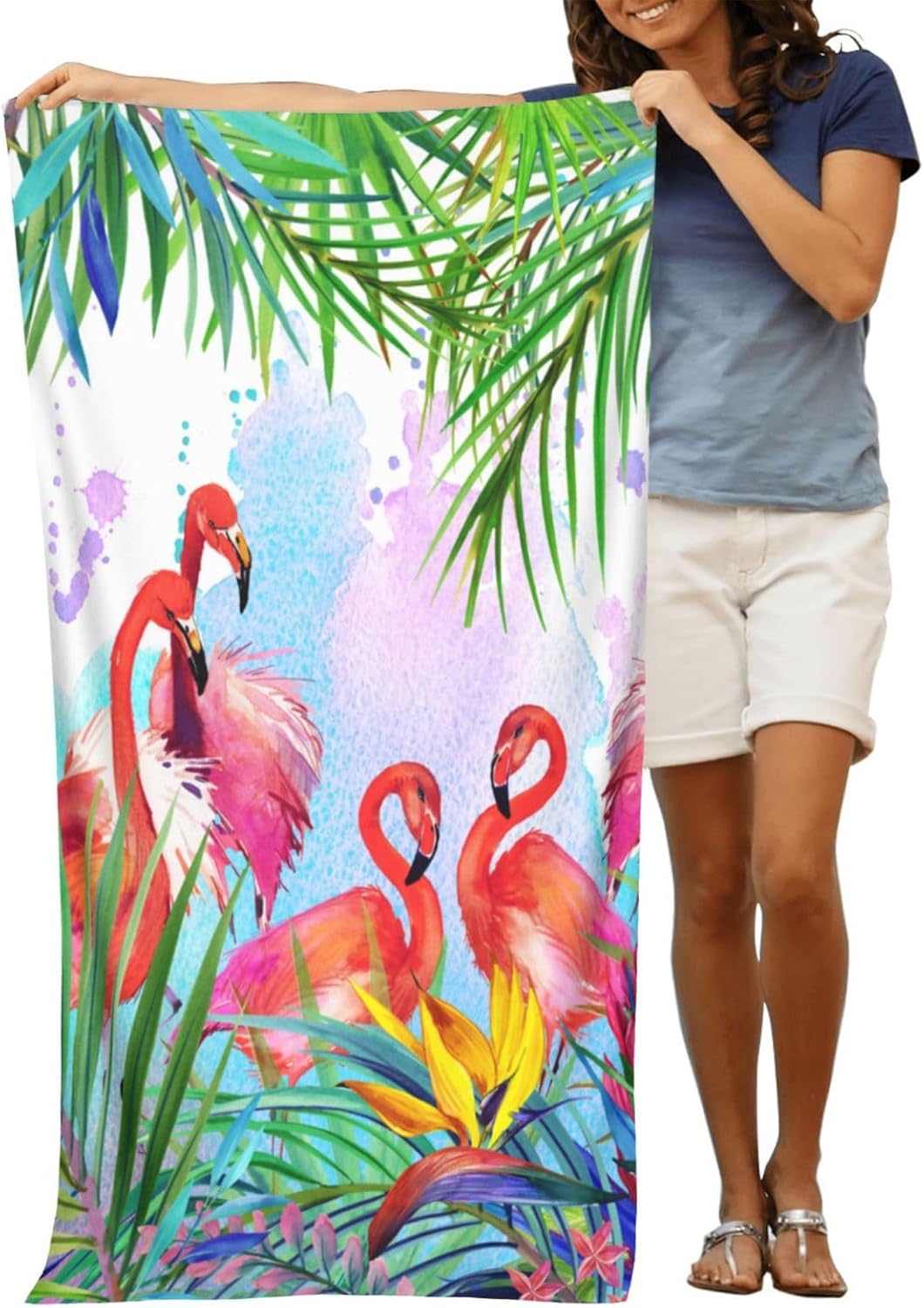 VOOHDDY Flamingo Beach Towel Large Microfiber 1