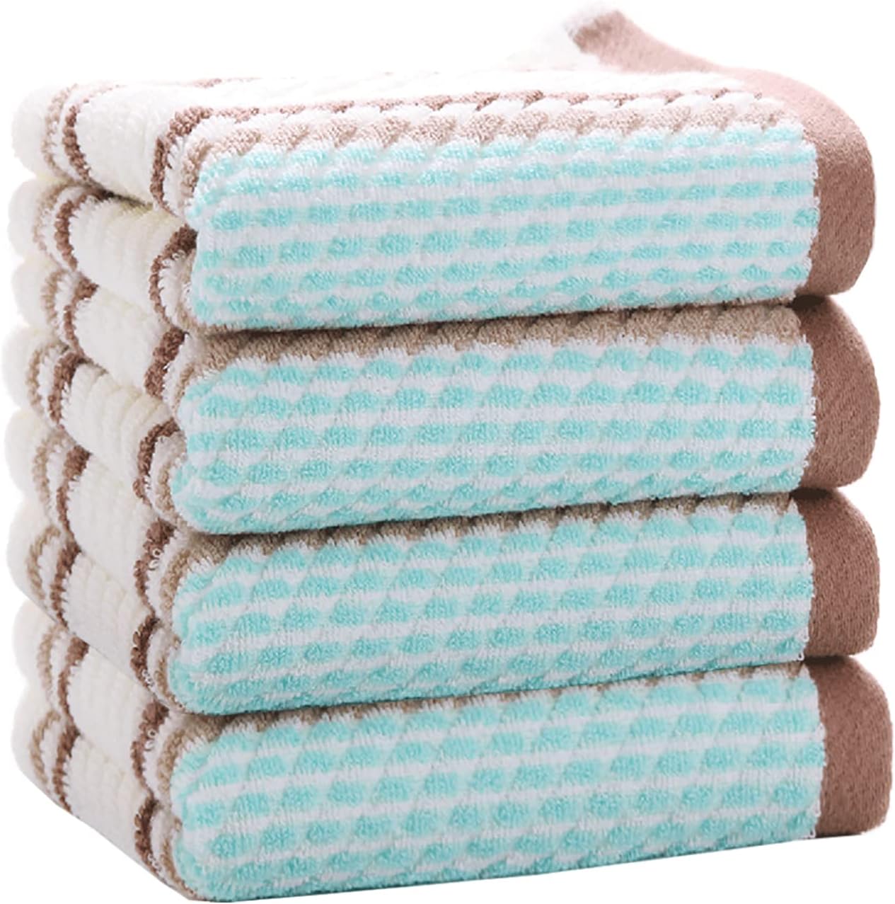 Pidada Hand Towels Set of 4 Striped Brown 1