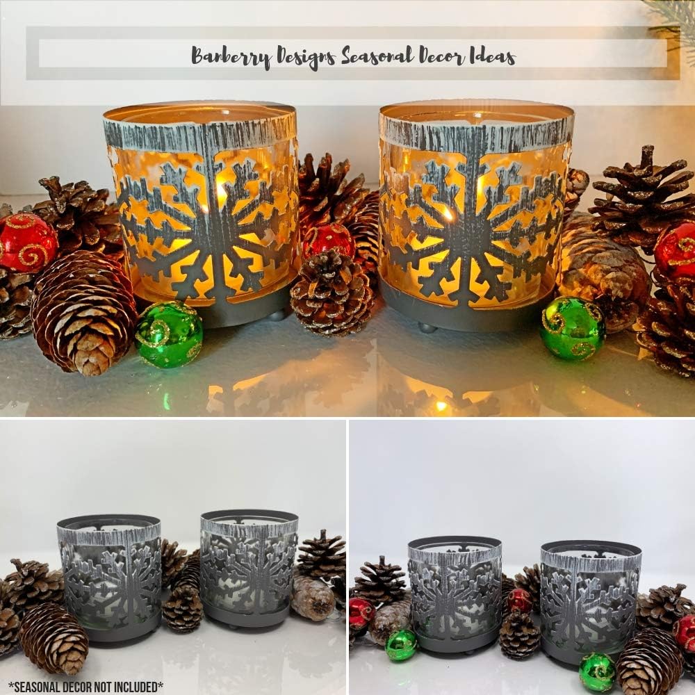 Snowflake Candleholder Set of 2 - Metal Glass