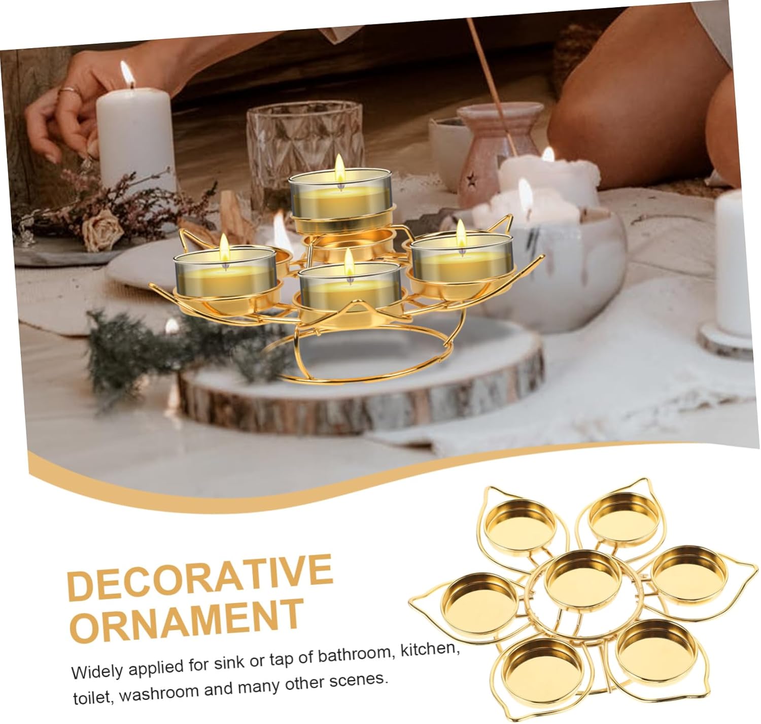 PRETYZOOM 7-Light Lotus Ghee Lamp Holder Decorative