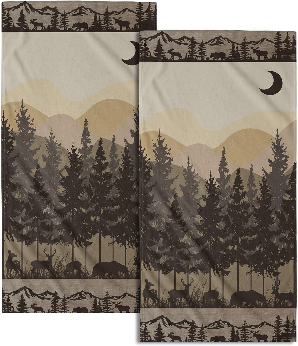 Imiss Black Bear Deer Hand Towel Set of 2