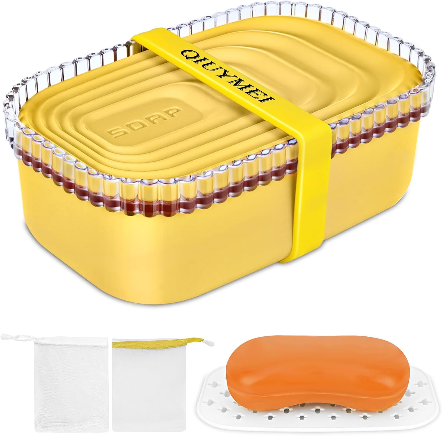 Travel Soap Holder with Leak Proof Lid and Silicone Band