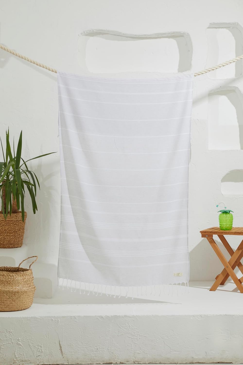 Yazz Turkish Cotton Beach Towel 39x71in Light Grey
