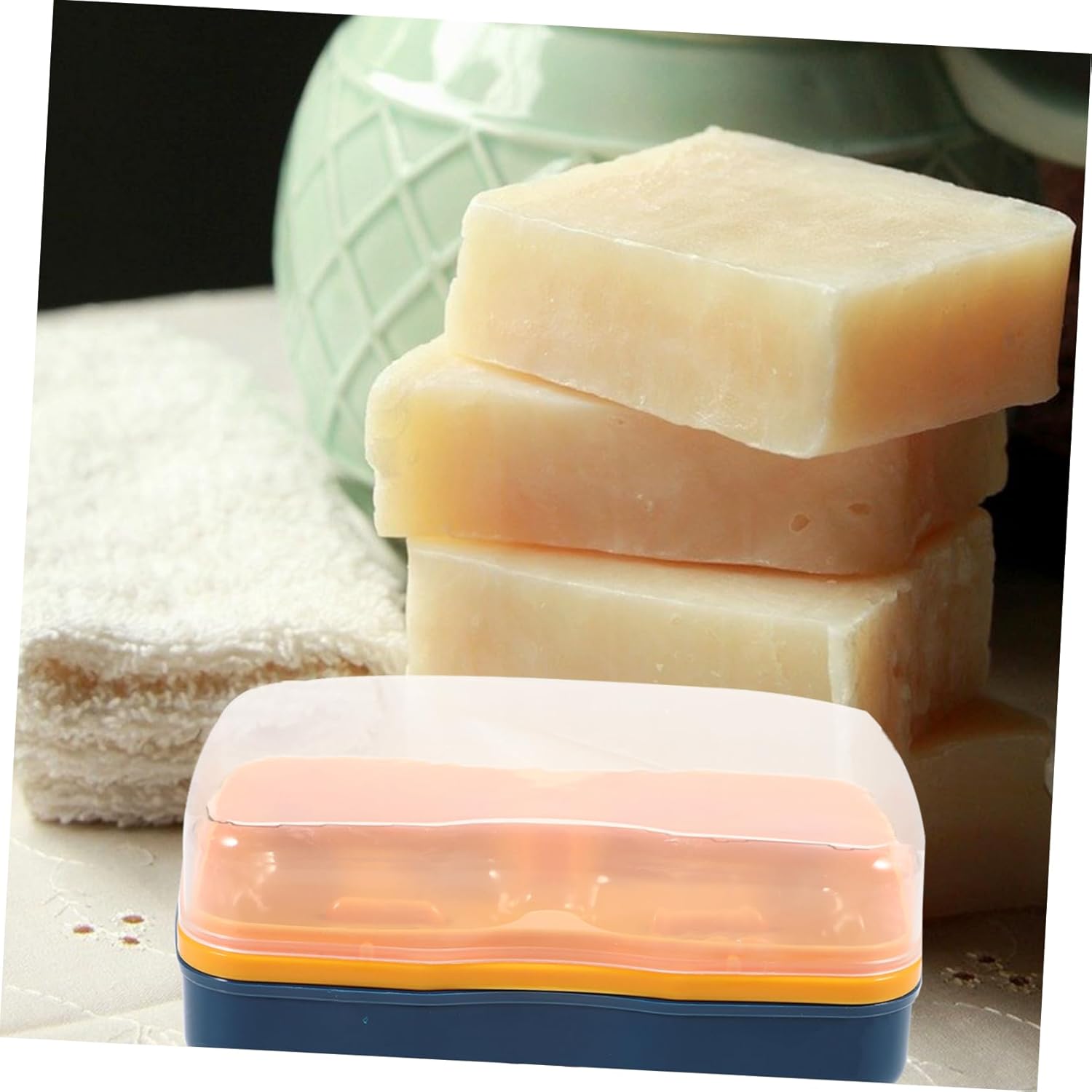 HAKIDZEL Dual Compartment Soap Holder with Leak-Proof Lid