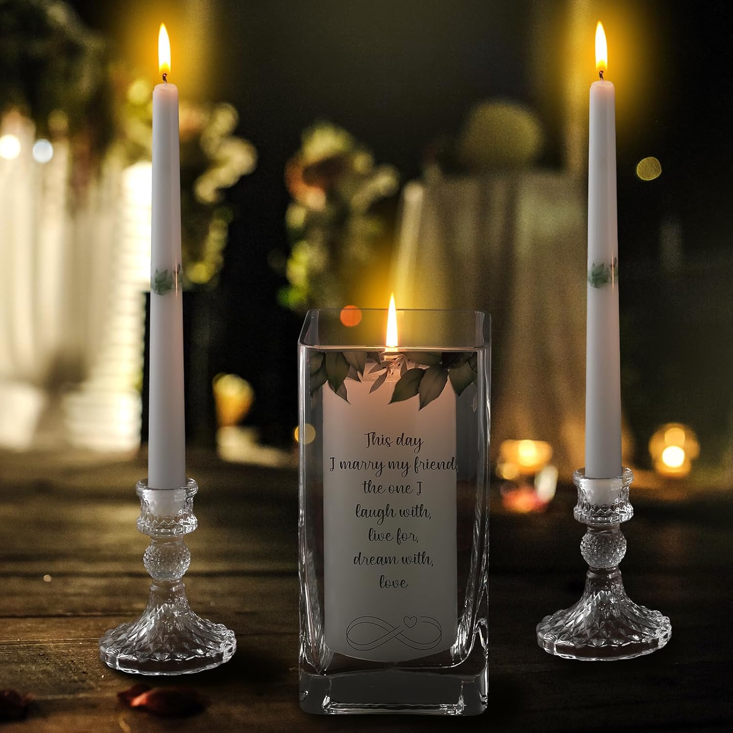 FoldTier Unity Wedding Candles with Holder Set
