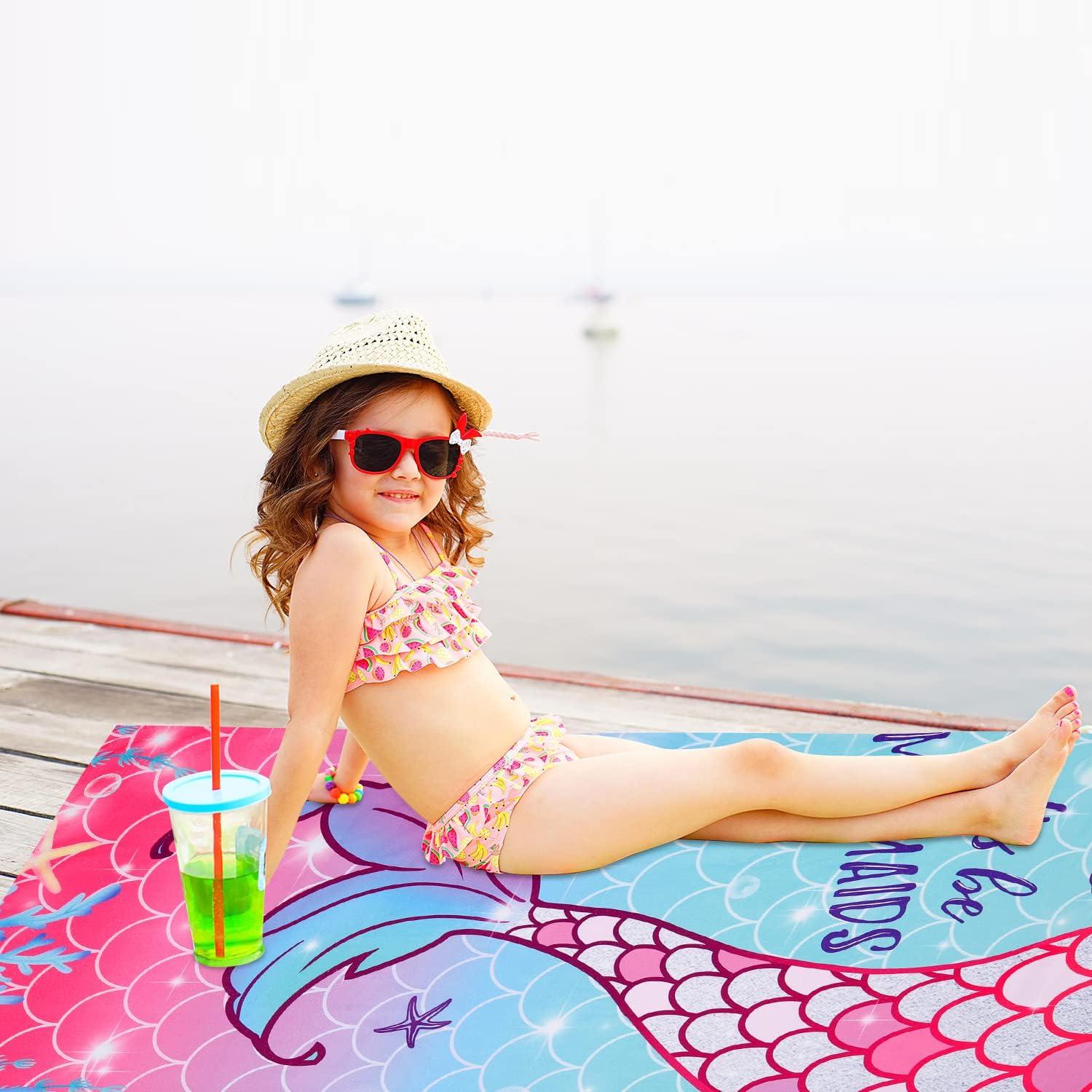 LIVILAN Mermaid Tail Beach Towel 30x60