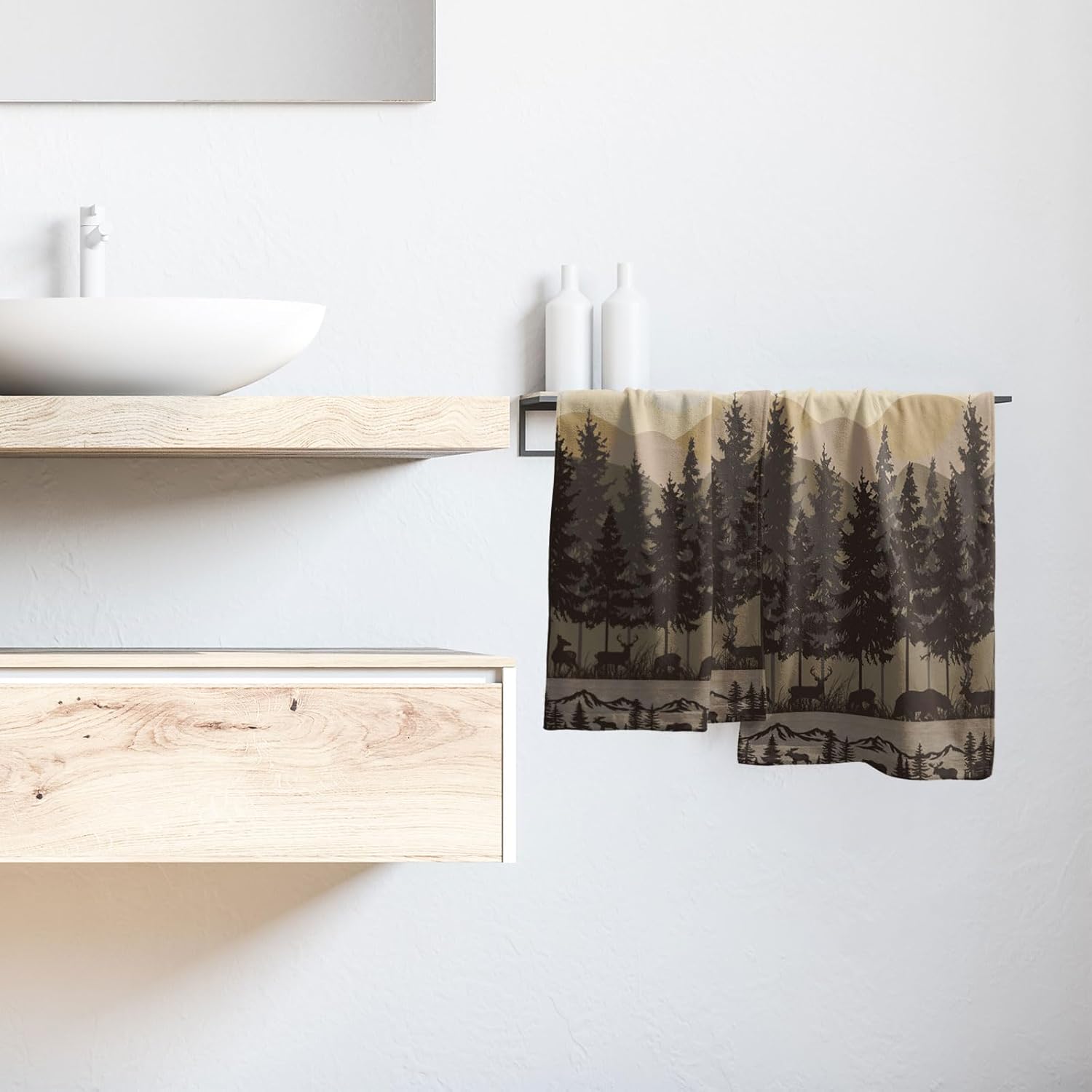 Imiss Black Bear Deer Hand Towel Set of 2