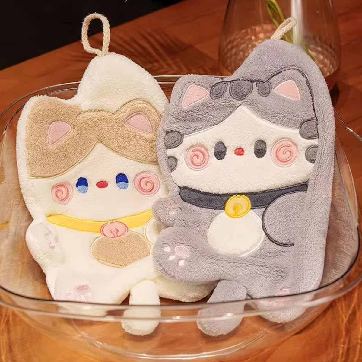 Kids Cartoon Cat Bath Towel with Hanging Loop