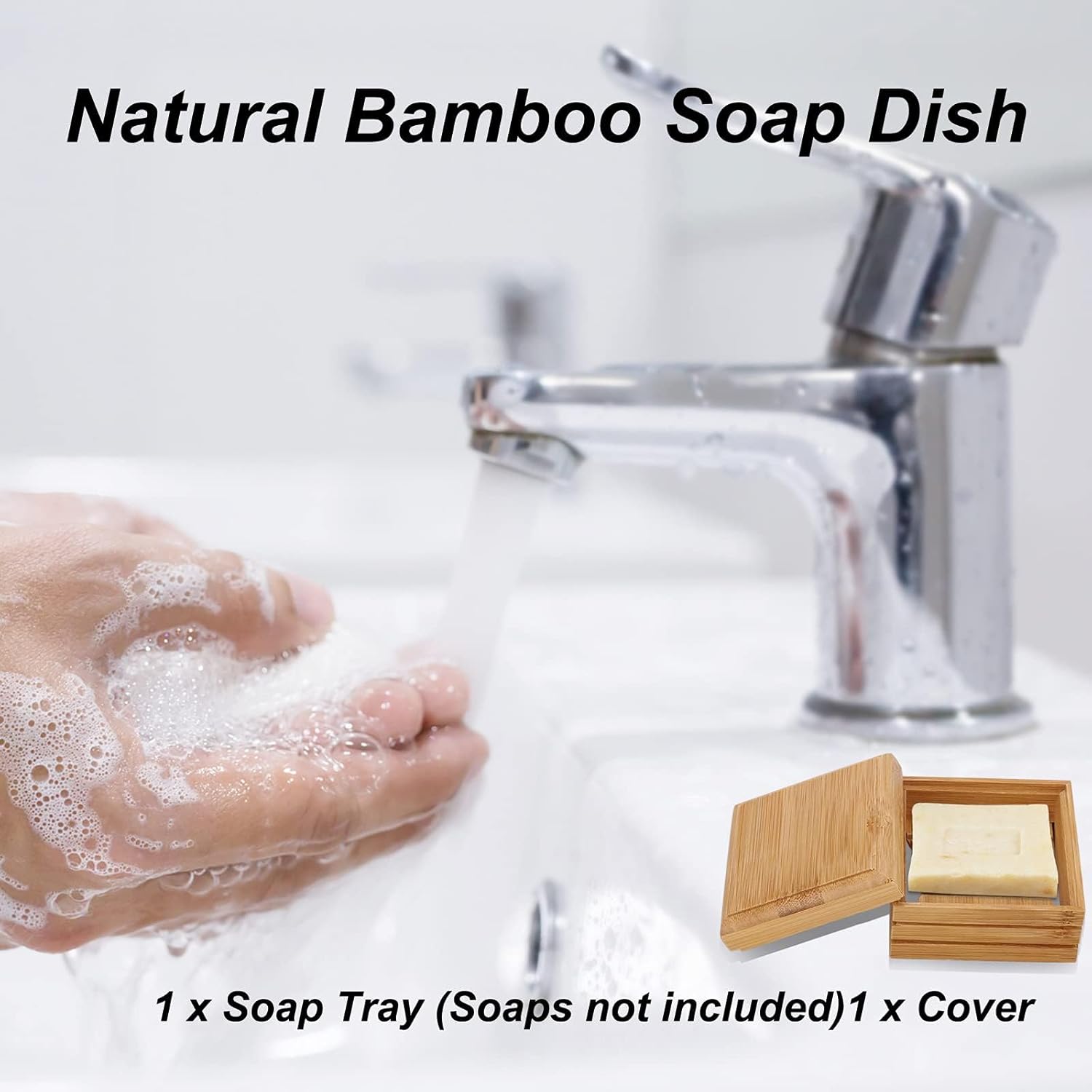 2-Pack Wooden Soap Holder with Lid for Bathroom