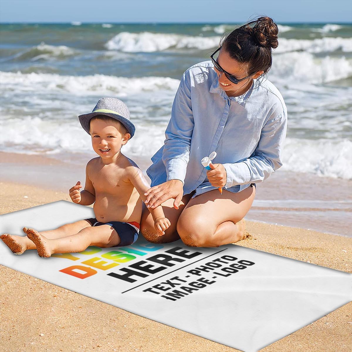 Custom Beach Towels with Names and Photos Quick Dry for Kids Adults