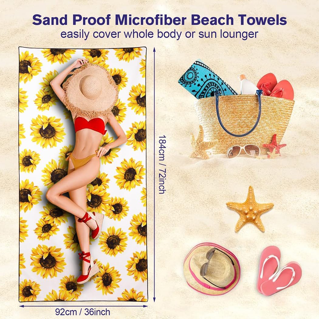 Rstick Sunflower Beach Towel 36x72 Quick Dry Sand-Free 1