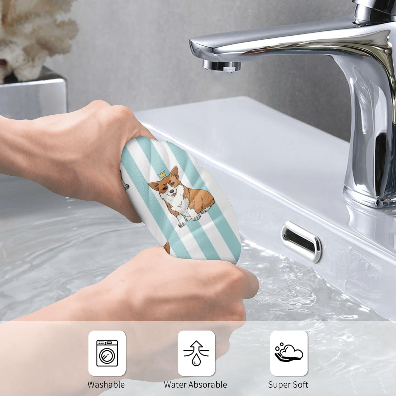 HIKENVIU Corgi Dog Bath Towels Set of 2 14x28 Inch