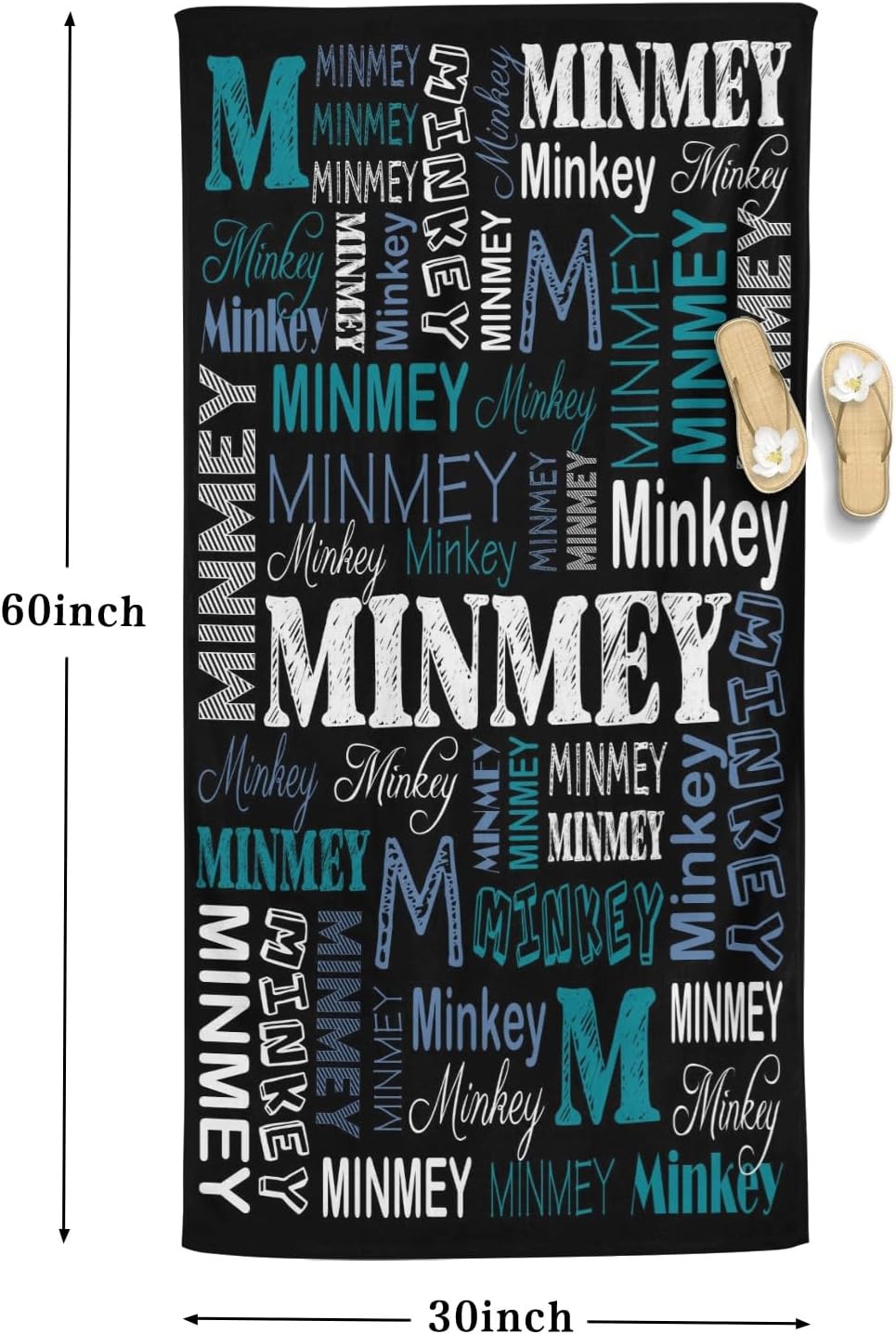 Personalized Beach Towel with Name for Adults Kids