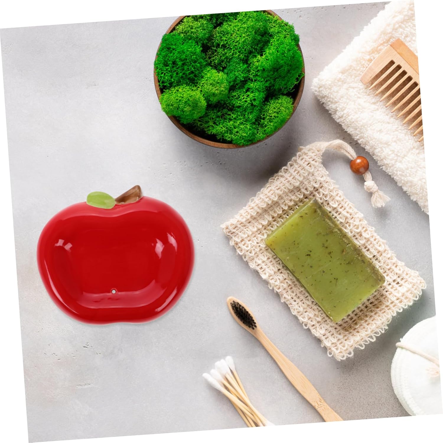 Apple Shaped Ceramic Soap Dish No Drilling Required