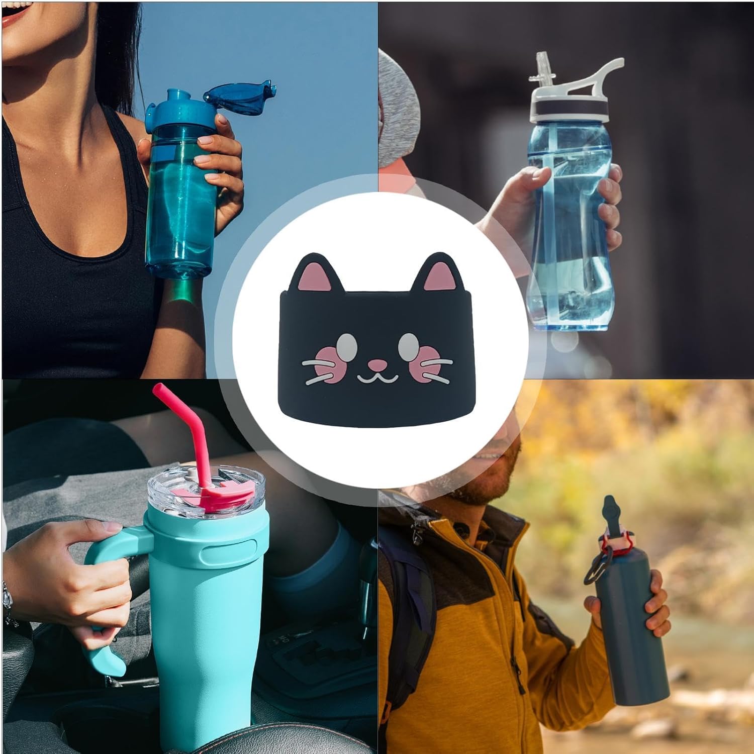 Silicone Coffee Cup Sleeves with Cute Animal Design