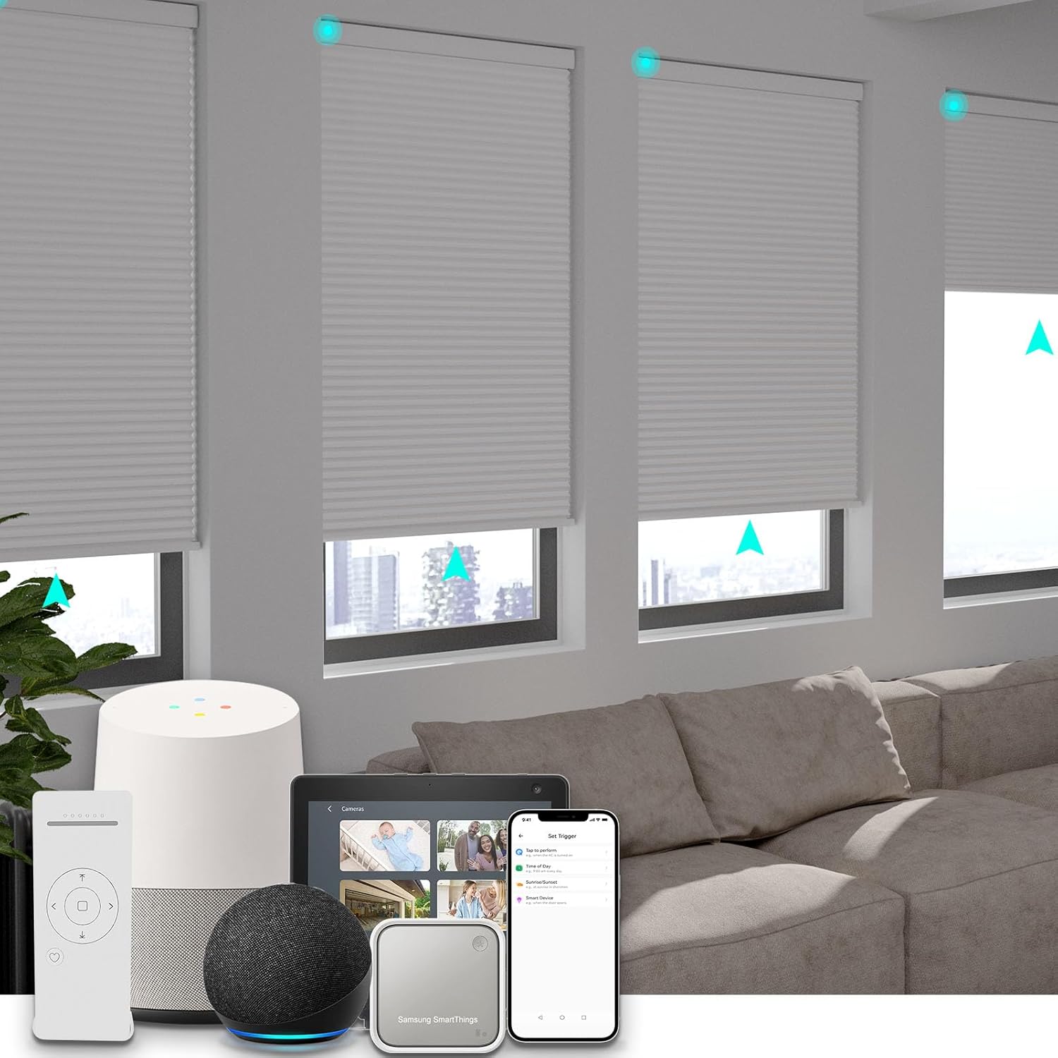 Changshade Motorized Cellular Shades with Remote Control