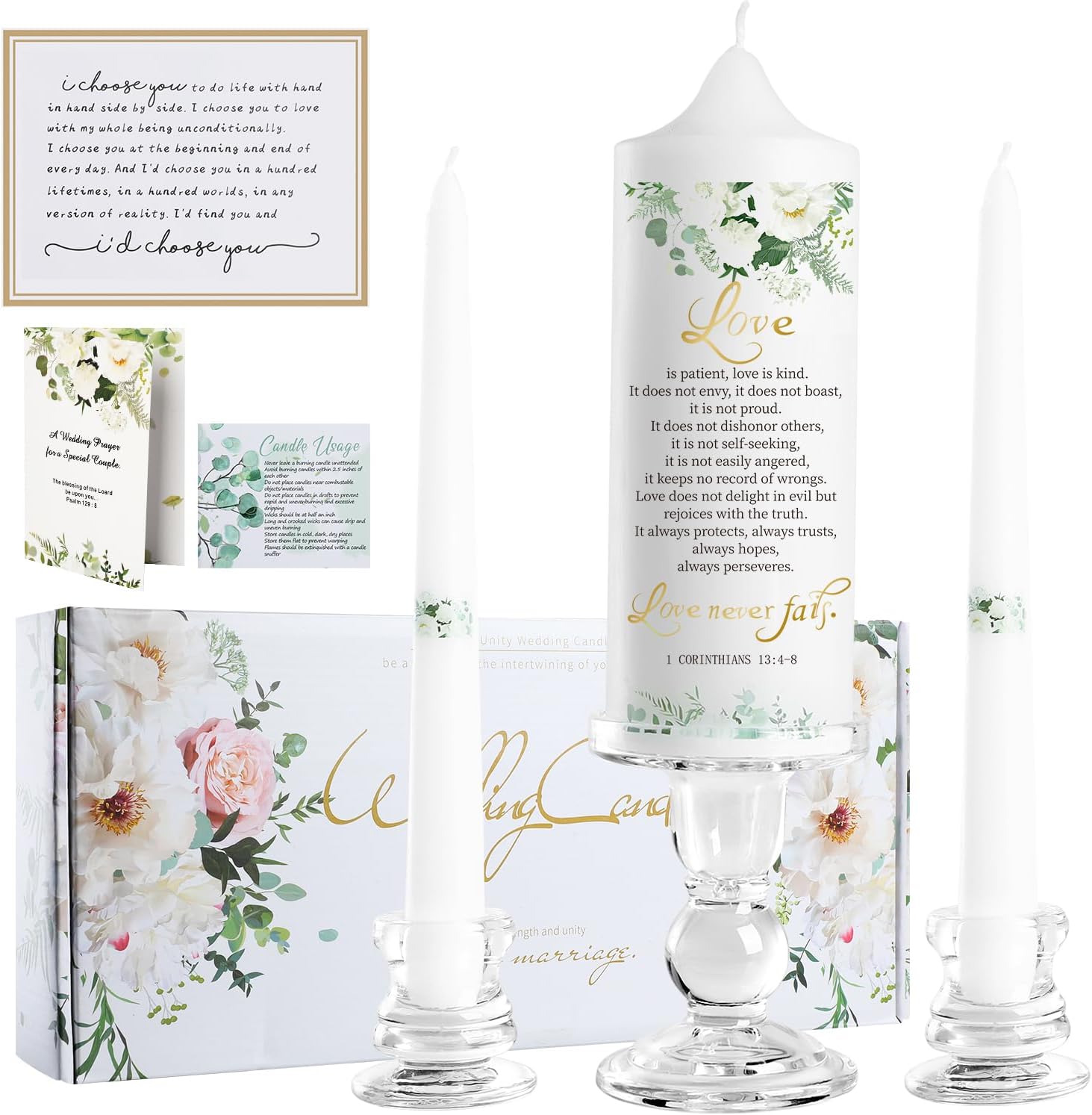 Extrogif Unity Wedding Candles Set with Holder