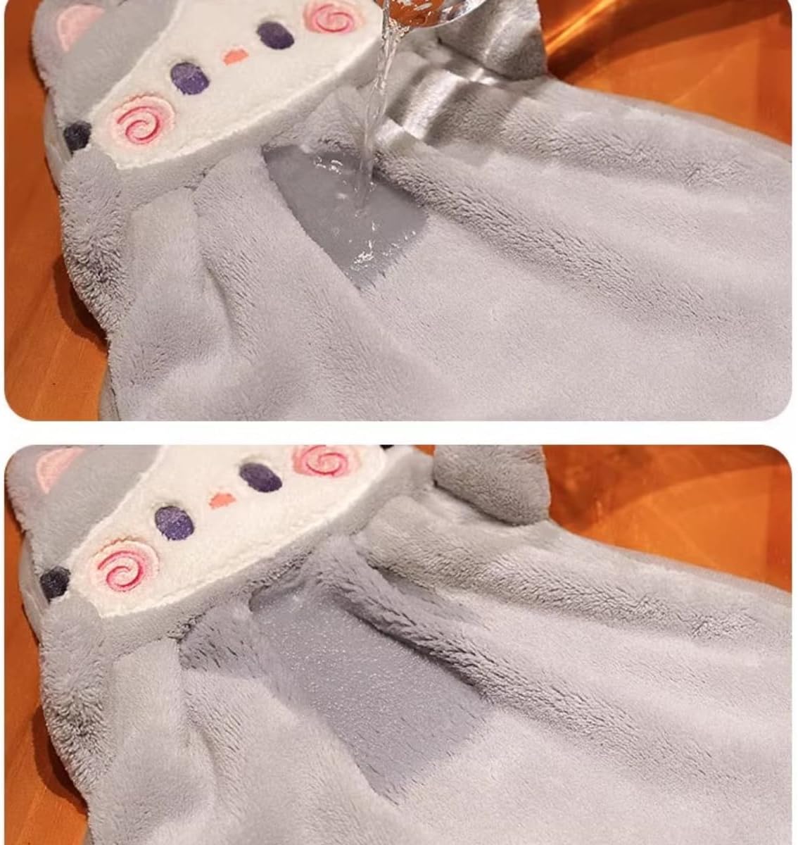 Kids Cartoon Cat Bath Towel with Hanging Loop